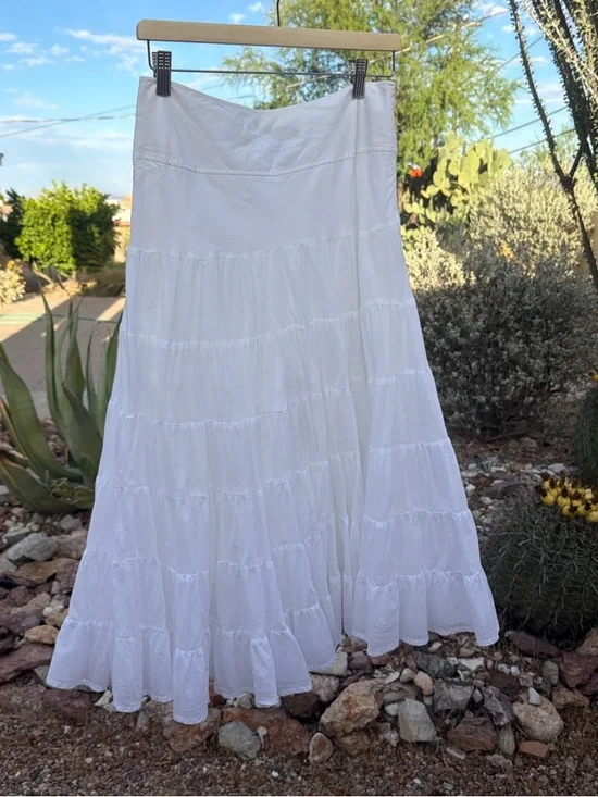 INC International Concepts White Tiered Maxi Skirt - Picture 1 of 4